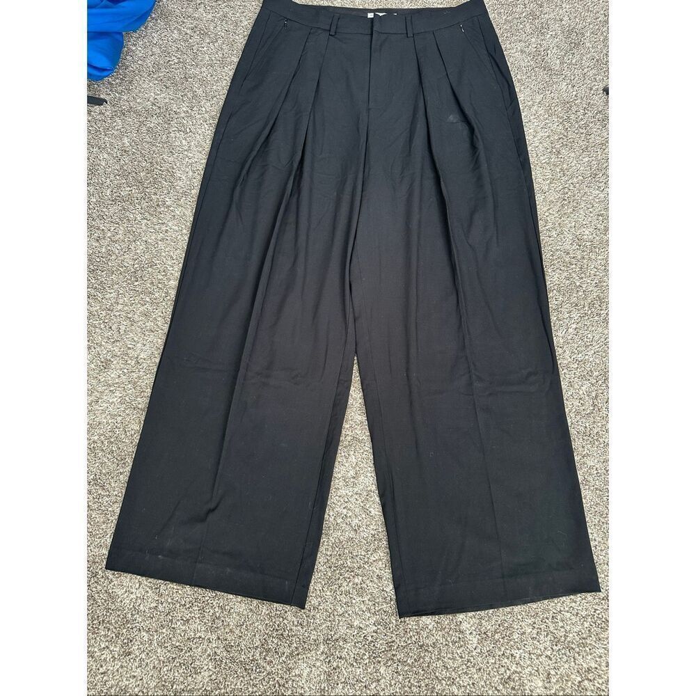 Good American Luxe Suiting Column Pleated Wide Leg Trousers Pants Flowy Size 16 - Picture 11 of 16